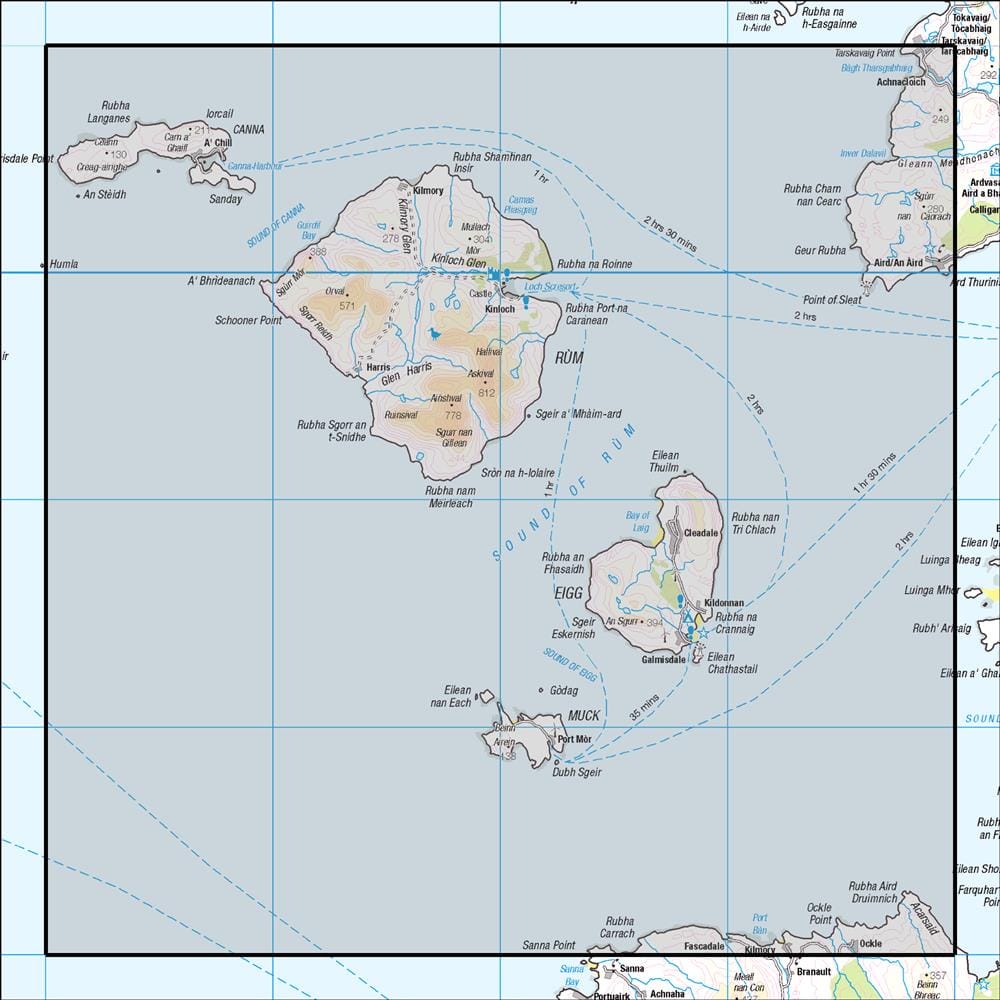 OMN4 image showing the area of the Ordnance Survey 1:50,000 Landranger map 39 Rum, Eigg, Muck & Canna