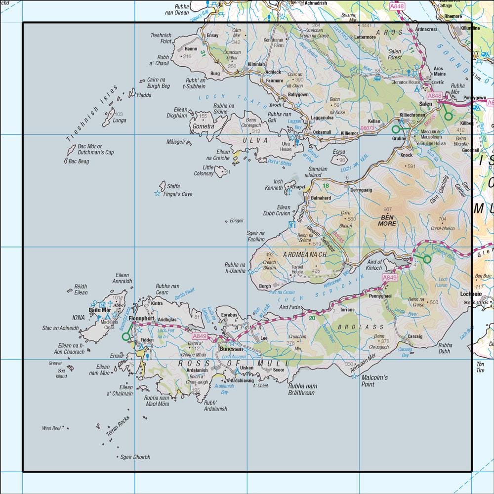 OMN4 image showing the area of the Ordnance Survey 1:50,000 Landranger map 48 Iona & West Mull Ulva