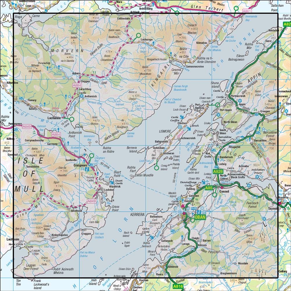OMN4 image showing the area of the Ordnance Survey 1:50,000 Landranger map 49 Oban & East Mull
