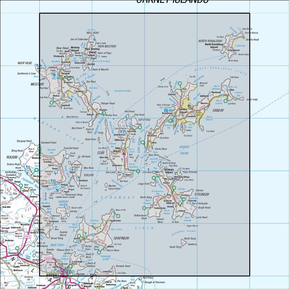 OMN4 image showing the area of the Ordnance Survey 1:50,000 Landranger map 5 Orkney Northern Isles