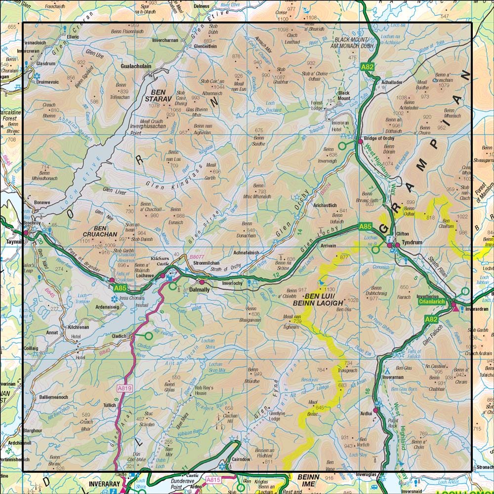 OMN4 image showing the area of the Ordnance Survey 1:50,000 Landranger map 50 Glen Orchy & Loch Etive
