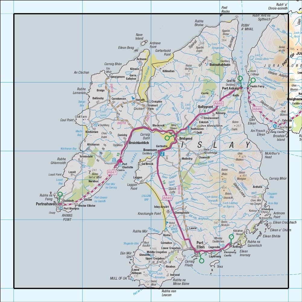 OMN4 image showing the area of the Ordnance Survey 1:50,000 Landranger map 60 Islay