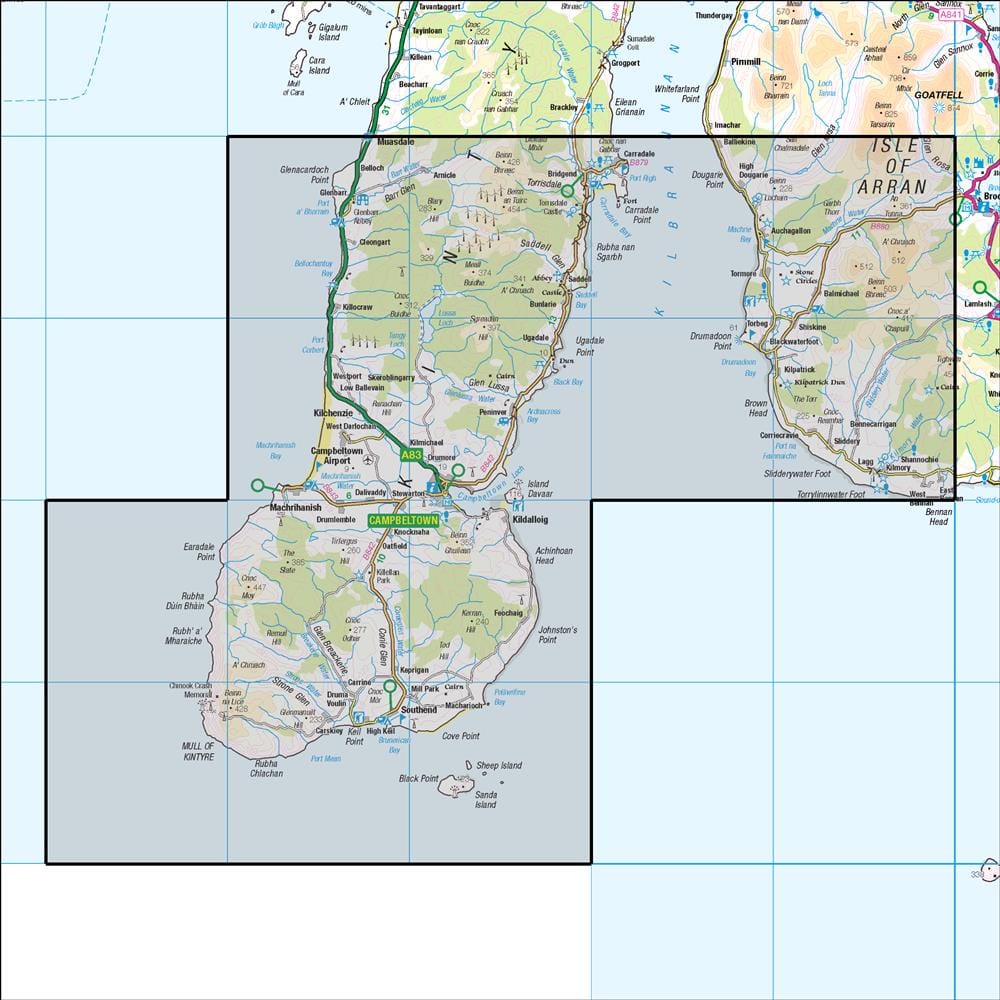 OMN4 image showing the area of the Ordnance Survey 1:50,000 Landranger map 68 South Kintyre & Campbeltown