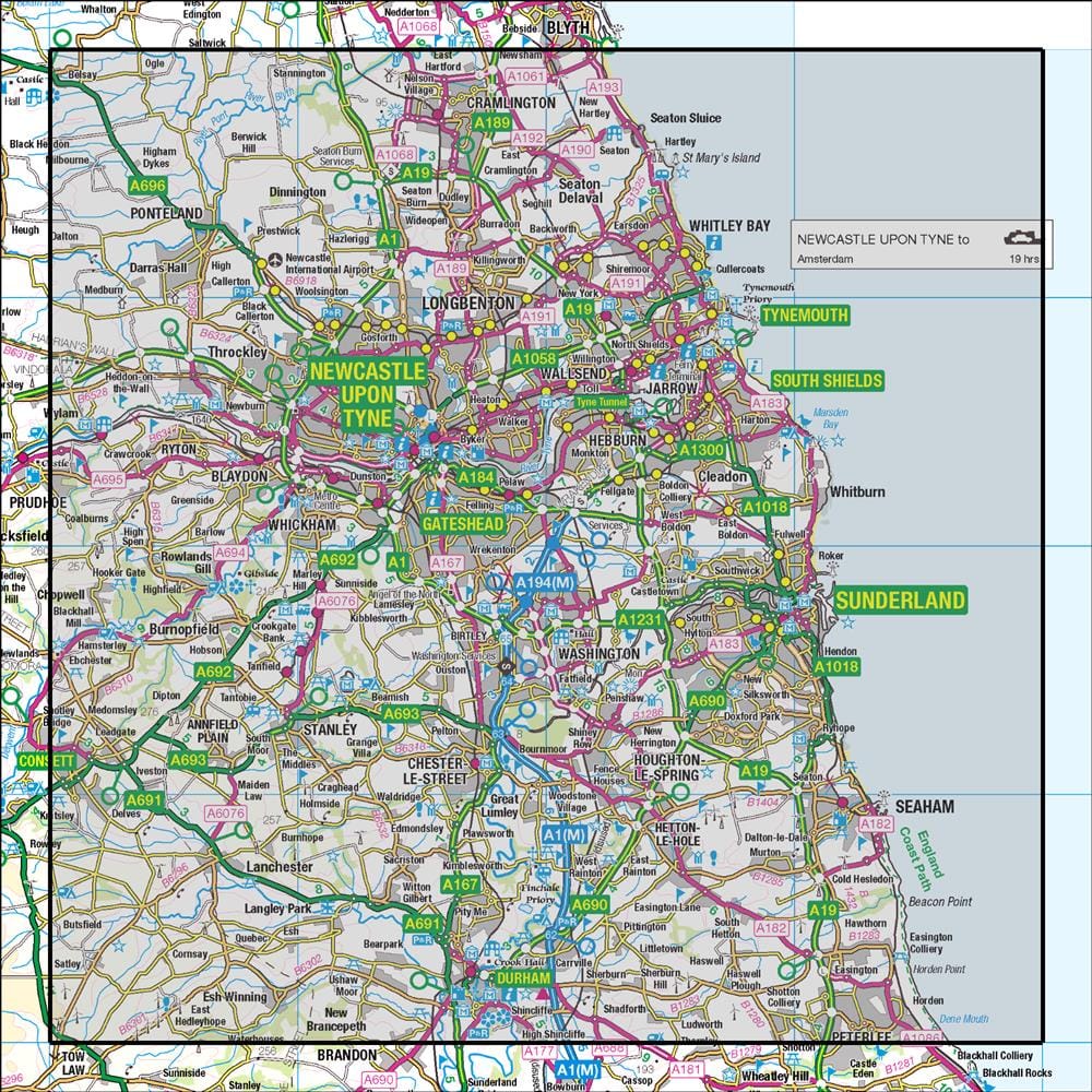 OMN4 image showing the area of the Ordnance Survey 1:50,000 Landranger map 88 Newcastle upon Tyne Durham & Sunderland