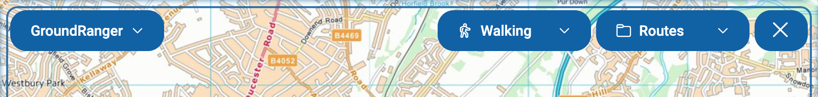 Edit Mode header with the map selector, the Activity picker showing Walking and the Location picker showing Routes