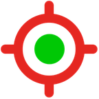Red recording ring with a green centre: recording with a good fix