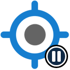 Blue ring and pause badge with an empty centre: paused with GPS off