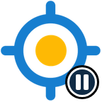 Blue ring and pause badge with an orange centre: paused with a limited or unavailable fix