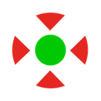 Red recording ring and recentre arrows with a green centre