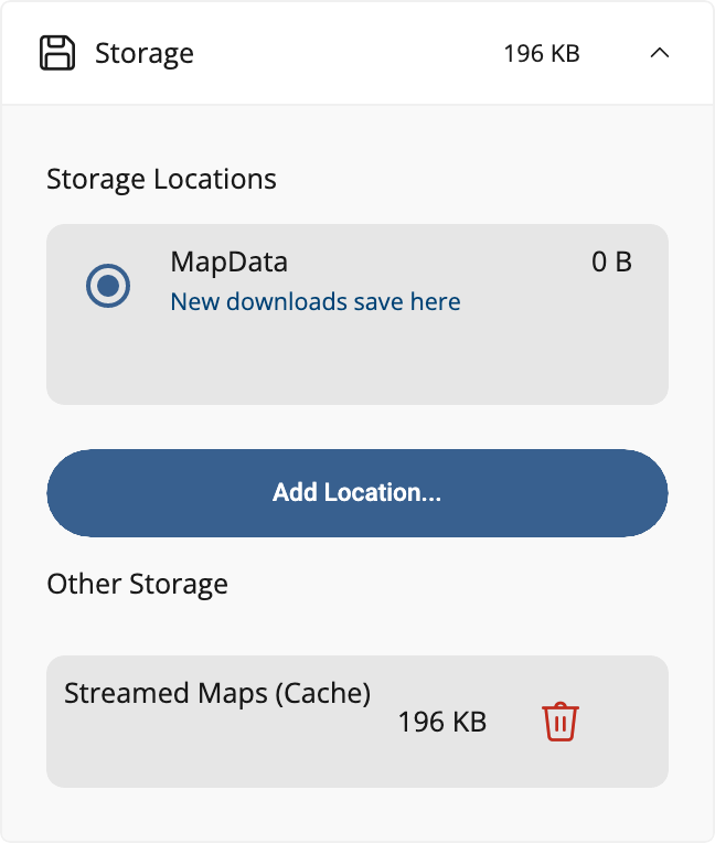 Storage section expanded in Map Management